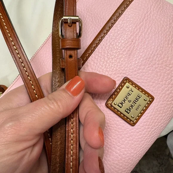 Dooney & Bourke Pink Leather Bag with Brown Trim - Picture 3 of 8